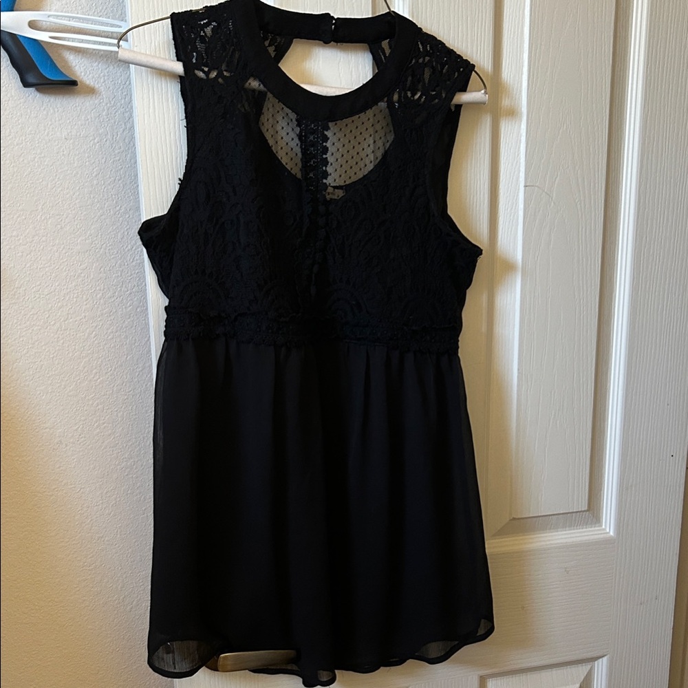Maurices Black Sleeveless Lace Blouse
